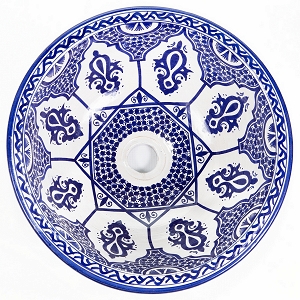 Saba - Niebieska marokańska umywalka nablatowa